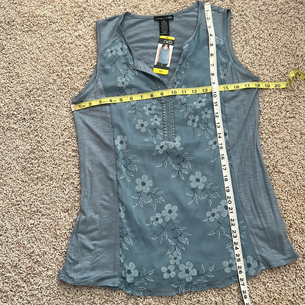 NWT⭐️Floral Boho Dressy Tank w/Crocheted Lace at V-Neck by RXB🍃 - Picture 13 of 13